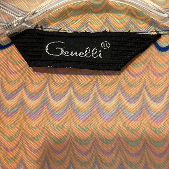 Genelli Men's XL 100% Silk Multi Color Short Sleeve Shirt Classy Designer Print - Picture 4 of 5